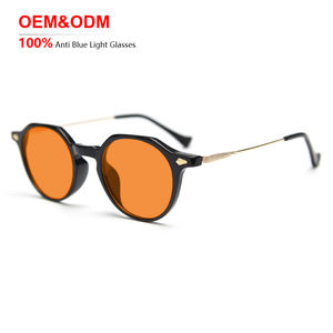 Lunettes 2026 personnalisées en gros, classiques, unisexes, anti-lumière bleue, monture optique métallique, verres jaunes tendance, verres orange - Product Image 1