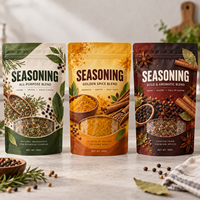 Sachet Doypack Personnalisé Imprimé pour Poudre d'Épices et Assaisonnements, Refermable avec Fermeture Éclair, Qualité Alimentaire, Anti-Humidité, avec Fenêtre