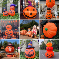 Lot de trois citrouilles gonflables d'Halloween, imperméables, en tissu Oxford, 8-10 pieds, personnalisables pour la publicité, la décoration de jardin, de fête et d'événements