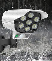 Caméras solaires à détecteur de porte 77 LED, éclairage de sécurité de surveillance par simulation, lampe murale à détecteur de mouvement IP66 pour extérieur