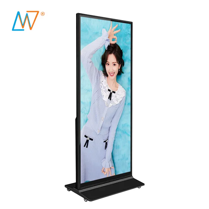 Tela Digitas Digitas 4K para TV com rodas, LCD vertical portátil de 69 polegadas para publicidade