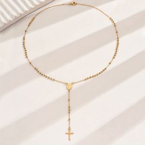 Rosario Católico de Acero Inoxidable con Baño de Oro Antiguo, Colgante de Corazón de la Virgen María y Cruz, para Oración Religiosa, Aniversario - Product Image 4