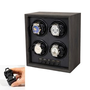 Actieve stille opwinder van ebbenhout met digitaal display, automatisch mechanisch, 4-slots opwinderdoos - Product Image 1