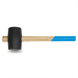 Martillo de goma Fervi de 16 oz con cabeza negra, mango de madera y agarre azul para carpintería y metalurgia - Product Image 2