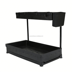 Organiseurs de cuisine en plastique coulissants en forme de L à 2 niveaux, faciles à assembler, multi-usages, pour <span class=keywords><strong>sous</strong></span> l'évier - Product Image 2