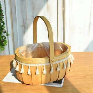 सेट 2 हस्तनिर्मित छोटे सरल फूल बुना हुआ बांस लकड़ी चिप्स पर्यावरण अनुकूल घरेलू सजावटी व्यवस्था भंडारण टोकरी - Product Image 5