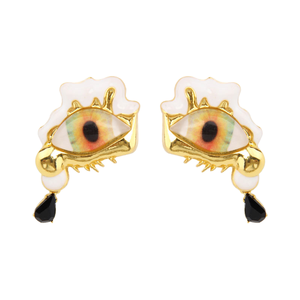 Retro and <strong>Quirky</strong> Personalized Enamel <strong>Earrings</strong> Gold Plated Alloy Featuring Eyes Evil Eye Stud <strong>Earrings</strong> for Women - Product Image 1