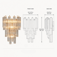 Vente en gros en ligne de luminaires muraux contemporains multi-couches, tubes en verre givré ondulé, base en métal doré, décoration intérieure