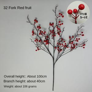 Simulation 32 Fourchette Fruit Rouge 28 <span class=keywords><strong>Houx</strong></span> 19 Fourchette Fortune Fruit De Bon Augure Fausse Fleur pour Salon Mariage Nouvel An Pâques - Product Image 6
