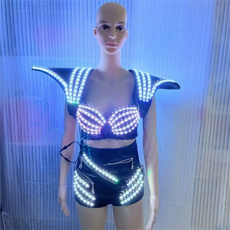 Led Spiegel Pak Kostuum Kleding Neon Glow Led Kleding Foto Rekwisieten Voor Fotografen