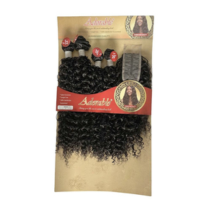 BELEZA WINNIE Extensiones de Cabello Sintético Rizado Profundo <span class=keywords><strong>con</strong></span> Cierre de Encaje 4x4, Resistentes al Calor, Sin Enredos, 20 22 Pulgadas, para <span class=keywords><strong>Mujeres</strong></span> Negras - Product Image 1