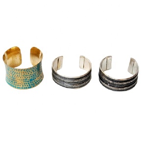 Best Selling <b>Hammered</b> Design Brass Cuff Bracelet Handmade <b>Silver</b> Plated Metal Colored <b>Silver</b> Bracelet Fashion Cuff Bracelets - Product Image 1