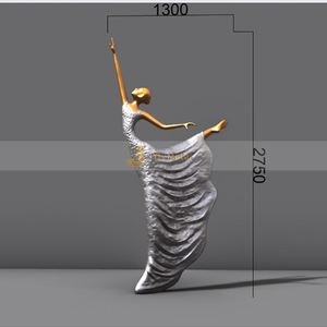 Escultura de Mujer Bailando en Acero Inoxidable Estilo Art Deco para Exteriores, Resistente al Agua, Multifuncional, para Montar en el Suelo del Pasillo - Product Image 3