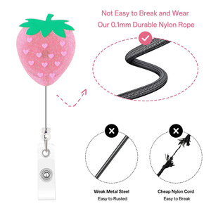 Cross-border strawberry rotating crocodile <b>clip</b> with bow, detachable cruise ship lanyard with logo card holder, double-sided UV - Product Image 4