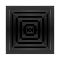 Diffuseur d'air carré noir en ABS, grille de ventilation à 4 voies anti-condensation pour climatiseur central