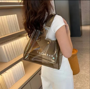 Biểu Tượng Tùy Chỉnh Nhỏ Mini Nhựa Trong Suốt Du Lịch Bãi Biển Món Quà Trắng Tím Hồng PVC Mua Sắm Tote Túi - Product Image 2