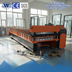 Machine de formage à froid <span class=keywords><strong>pour</strong></span> <span class=keywords><strong>tuiles</strong></span> de <span class=keywords><strong>toiture</strong></span> Wadley à double couche, machine de profilage <span class=keywords><strong>pour</strong></span> toitures en acier, <span class=keywords><strong>tuiles</strong></span> trapézoïdales en acier coloré et émaillé - Product Image 1