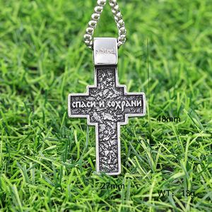 Venta al por mayor de alta calidad Jesucristo de acero inoxidable cuadrado Cruz griega colgante hombres colgante collar - Product Image 6