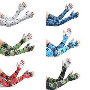 Gants mi-doigts d'extérieur en soie glacée, protection solaire, pour cyclisme et pêche, unisexe adulte, motifs camouflage - Product Image 1