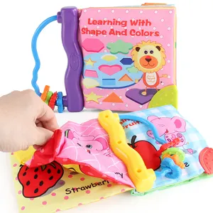 Buku kain lembut dengan gigitan bayi mainan bayi buku kain dapat dicuci Buku bayi dengan suara