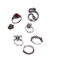 9 Pcs Gothique Vampire Ring Set Spider Snake Skull Skeleton Stacked Rings for Women Alloy Fashion Halloween Jewelry Anniversaries