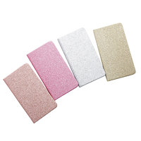 Bloc-notes BECOL en gros, couverture rigide, paillettes brillantes, couverture en cuir PU avec poudre dorée, avec logo personnalisé pour cadeau