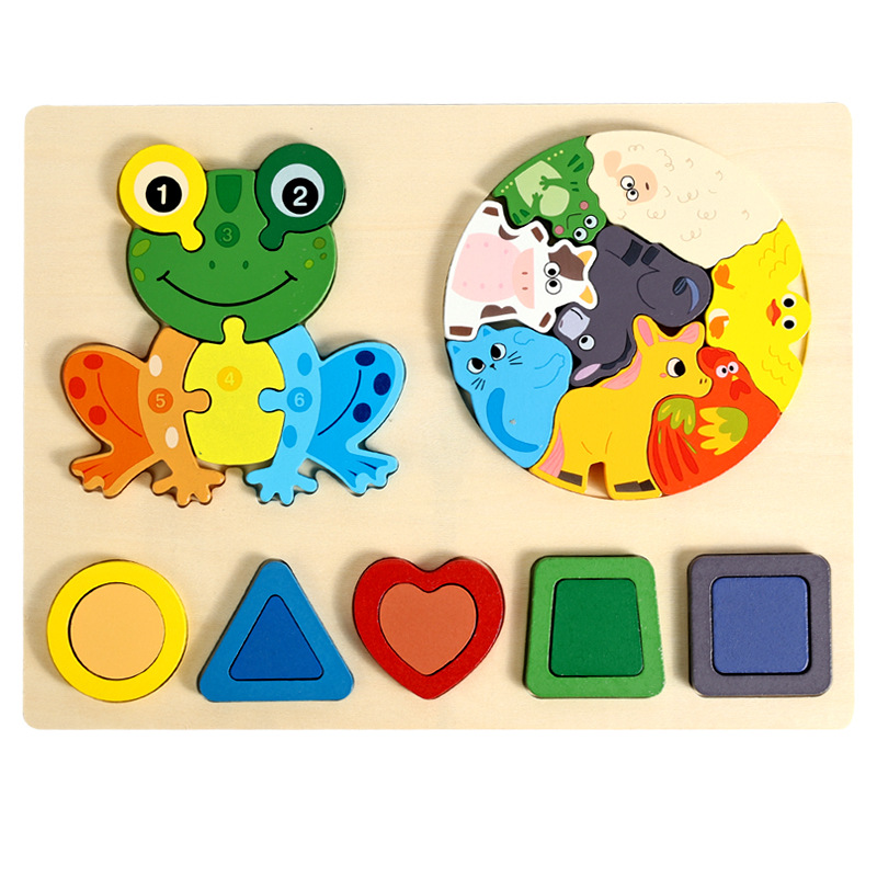 Three-in-one shape frog puzzle