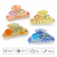 Nouvelle Pince à Cheveux Personnalisée en Acétate, Motif Fruits (Cerise, Fleur d'Oranger), Grande Taille, Style Estival Féminin, Vente en Gros pour Femmes