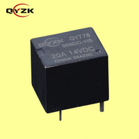 Relais automobile miniature QYZK Coil 5V DC SPST-NO normal ouvert scellé 20A 14VDC 4 broches DIP 0.6W