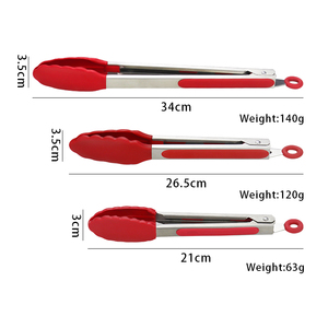 Kitchen Serving Tools 7/9/12 Inch Heat Resistance <strong>Stainless</strong> <strong>Steel</strong> Locking Handle Cooking Silicone Food Tongs for <strong>Fry</strong> <strong>Pan</strong> - Product Image 6