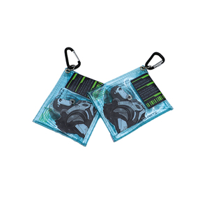 Sacs à fermeture éclair en PVC transparent recyclable haut de gamme personnalisés, impression sérigraphique, sac à monnaie, sac à argent avec mousqueton - Product Image 1