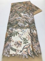 Tissu à sequins personnalisé S23166, fournisseur de tissus à sequins dorés, tissu brodé à sequins floraux