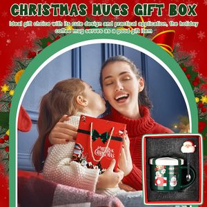 Juego creativo <span class=keywords><strong>de</strong></span> tazas <span class=keywords><strong>de</strong></span> porcelana, diseño minimalista <span class=keywords><strong>de</strong></span> Papá Noel, seguro para el desayuno <span class=keywords><strong>de</strong></span> Feliz Navidad, taza <span class=keywords><strong>de</strong></span> café con <span class=keywords><strong>leche</strong></span>, cuchara - Product Image 6