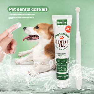 Kit dentaire pour animaux de compagnie : brosse à dents double tête, 2 brosses à doigts, <span class=keywords><strong>dentifrice</strong></span> vanille, anti-plaque et tartre, haleine fraîche pour chiens et chats, 70g, OEM ODM - Product Image 2