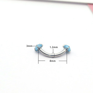 Clous d'oreilles en acier inoxydable en forme d'arc avec perles d'imitation pour piercing des sourcils et des lèvres – Idéal comme cadeau - Product Image 2