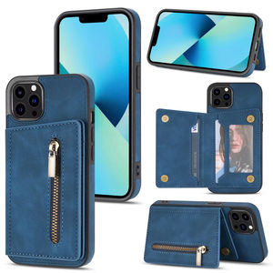 Étui portefeuille zippé professionnel en cuir PU avec porte-cartes pour <span class=keywords><strong>iPhone</strong></span> <span class=keywords><strong>11</strong></span>, 12, 13 et 13 Pro – Housse de protection type sac à main - Product Image 1