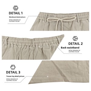 Shorts décontractés pour hommes en mélange de lin pour l'été, coupe ample, respirants, shorts de plage - Product Image 3