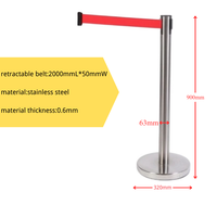 Poteau de guidage rétractable professionnel avec poteau de 63 mm de diamètre et base de 320 mm pour une indication de ligne stable