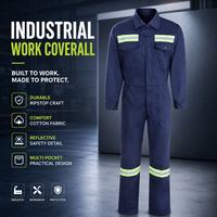 Combinaison de travail en polyester Ripstop avec logo personnalisé et bandes réfléchissantes, tenue de protection pour chaudière, uniforme de travail industriel