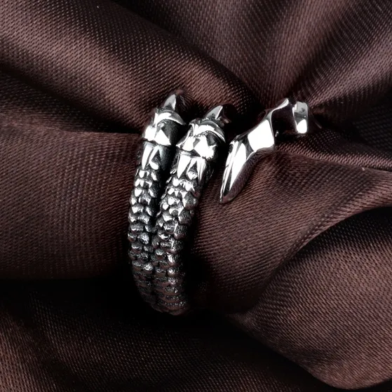 विंटेज पुरुषों हाइप ड्रैगन क्लैव 925 स्टर्लिंग चांदी समायोज्य पिनकी अंगूठी
