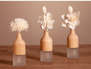 Hot Sale 30ml Wooden Lid Fireless Aromatherapy Glass Empty Bottle Mosquito Repellent Rattan <b>Diffuser</b> Stick Perfume Bottle - Product Image 4