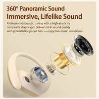 Earbud Bluetooth Open Ear Grosir, Headset Olahraga Nirkabel dengan Penerjemah AI, Daya Tahan Baterai Lama, Tahan Air, OEM ODM