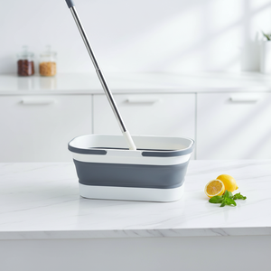 Panier rectangulaire pliable pratique, seau pliable portable, grand seau à serpillière pliable, seau en plastique pliable pour voiture avec roues - Product Image 1