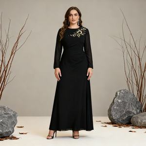 Premium Lace Trim Polyester <b>Abaya</b> for Muslim Women Elegant Modest Dress Custom Wholesale Supplier OEM China - Product Image 1