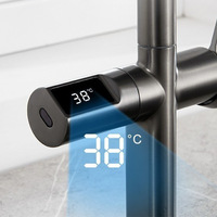 Capteur d'affichage numérique de température intelligent Cascade Robinet de cuisine extractible 2 Modes Pulvérisateur d'eau chaude et froide Mitigeur d'évier