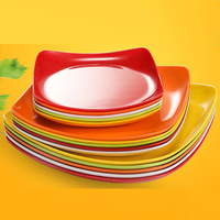 Assiettes de Table Carrées Colorées en Mélaminé, Plusieurs Tailles, Vaisselle de Gros pour Restaurants et Usage Domestique