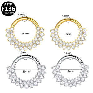 Gaby G23 Piercing <span class=keywords><strong>de</strong></span> Titanio con Bisagra, ASTM F136, Joyería Corporal Sexy, Aro para Nariz, Daith, Septum, Pendientes, Anillo <span class=keywords><strong>de</strong></span> Nariz para Zirconia - Product Image 2