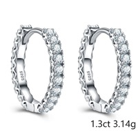 Boucles d'oreilles créoles Adodo Factory en argent sterling 925 plaqué or 18 carats, serties de moissanite haute qualité à griffes, bijoux fins