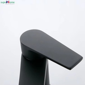 Robinet de lavabo de salle de bain moderne à trou unique, à montage sur plan, de style géométrique, noir mat, laiton antique, par le fabricant OEM Superhome - Product Image 5