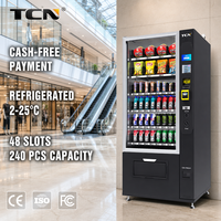 Distributeur automatique de snacks et de boissons TCN avec paiement par billets, pièces et cartes, réfrigéré pour articles de vente au détail, exportation en Europe